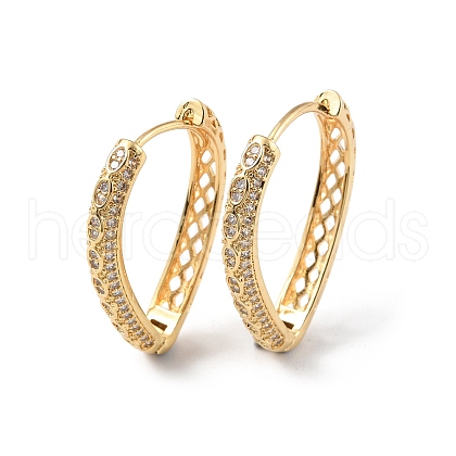 Clear Cubic Zirconia Teardrop Hoop Earrings EJEW-P227-07G-1