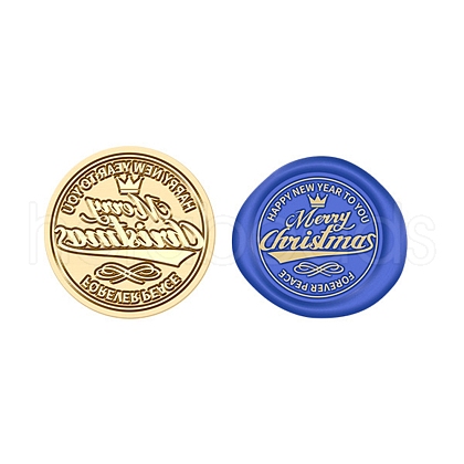 Merry Christmas Wax Seal Brass Stamp Head AJEW-Z031-04G-16-1
