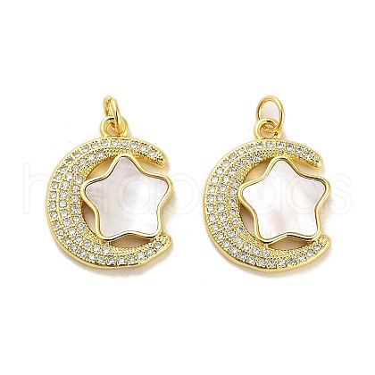 Brass Micro Pave Clear Cubic Zirconia Pendants KK-K365-16G-1