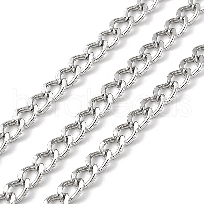 Tarnish Resistant 304 Stainless Steel Faceted Curb Chains CHS-G027-02P-01-1