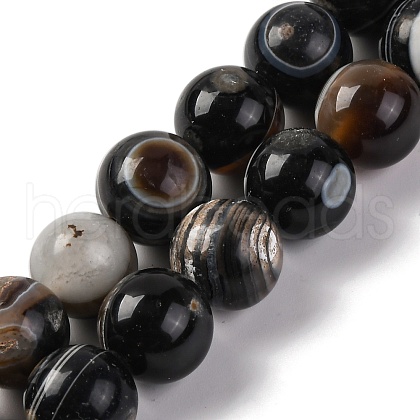 Natural Tibetan Agate(Dyed & Heated) 1-Eye Beads Strands G-G163-A02-04-1