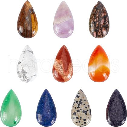 SUPERFINDINGS 10Pcs 10 Style Natural & Synthetic Gemstone Cabochons G-FH0001-33-1