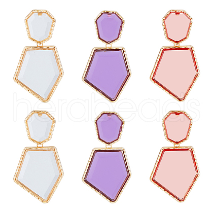 FIBLOOM 3 Pairs 3 Colors Rhinestone Polygon Dangle Stud Earrings EJEW-FI0002-81-1