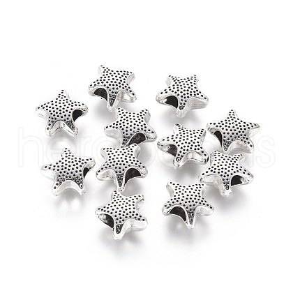 Tibetan Style Alloy Star European Beads TIBEB-S008-AS-LF-1