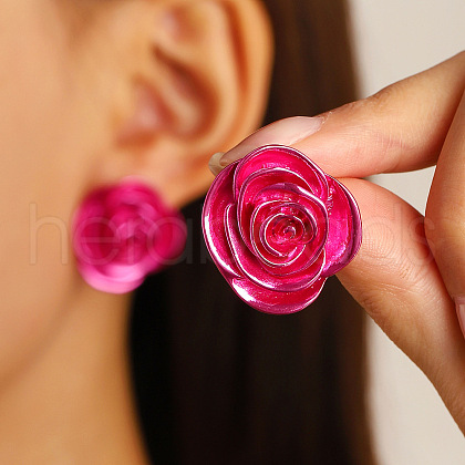 Alloy Enamel Stud Earrings WGE798E-08-1