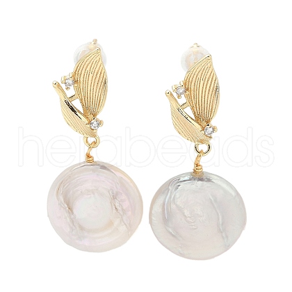 Mother's Day Jewellery Natural Pearl Ear Studs EJEW-P285-06G-1