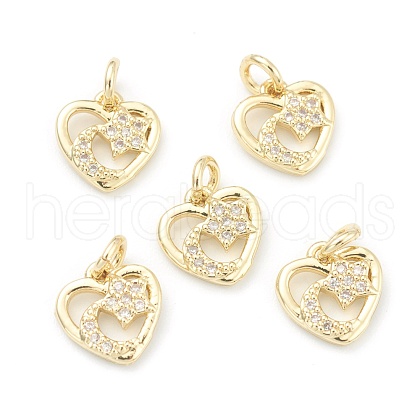 Brass Clear Cubic Zirconia Charms ZIRC-B010-14G-1