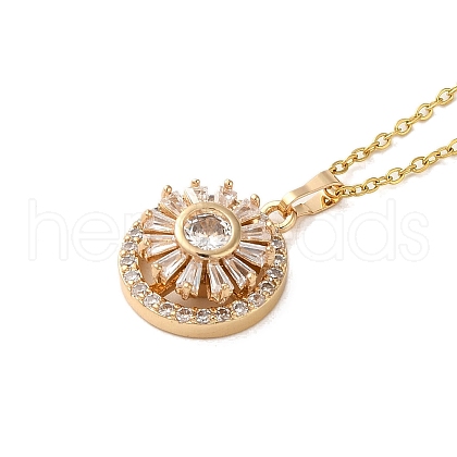 Brass Micro Pave Cubic Zirconia Pendant Necklaces NJEW-E106-11KCG-04-1