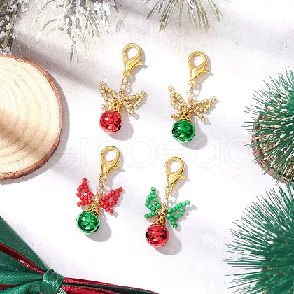 4Pcs 4 Colors Brass Bell Pendants Decorations HJEW-MZ00243-1