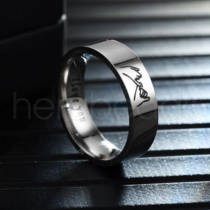 Hand in Hand Pattern 201 Stainless Steel Finger Couple Rings FS-WG9D6F9-07-1