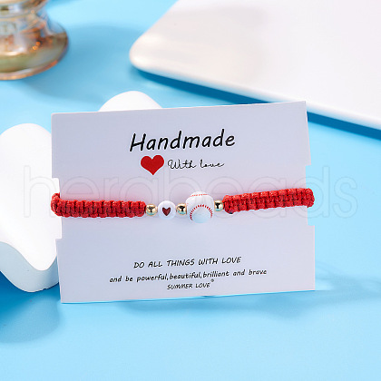 Sport Theme Plastic Charm Braided Bead Bracelets WG0CE78-06-1