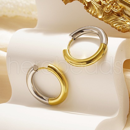 Two Tone 304 Stainless Steel Huggie Hoop Earrings for Women WQ4078-2-1