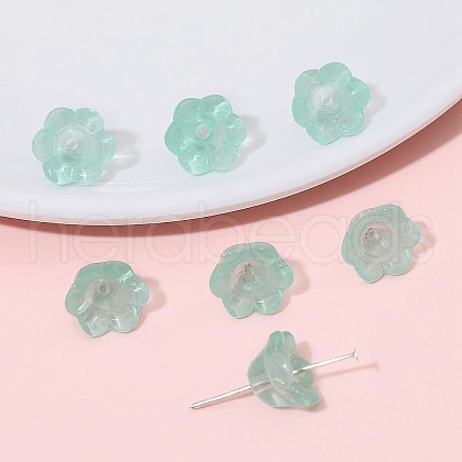 10Pcs Gradient Color Transparent Glass Bead Caps PW-WG464DA-04-1
