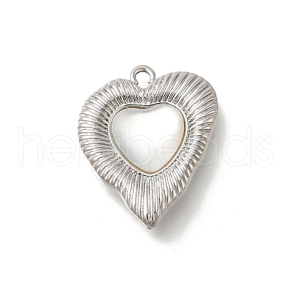 Brass Pave Natural White Shell Pendants KK-U061-13P-1