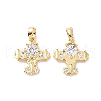 Brass Micro Pave Cubic Zirconia Pendants ZIRC-P102-03G-1