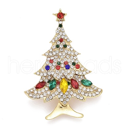 Colorful Christmas Tree Rhinestone Brooch JEWB-A004-19G-1
