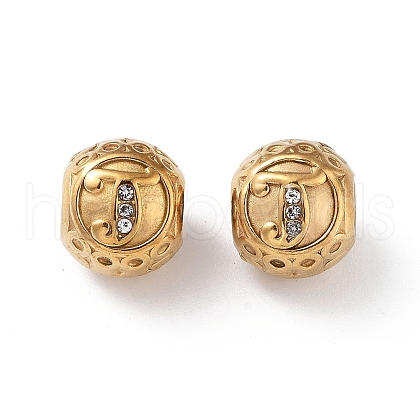 Ion Plating(IP) 304 Stainless Steel Rhinestone European Beads STAS-A092-10J-G-1