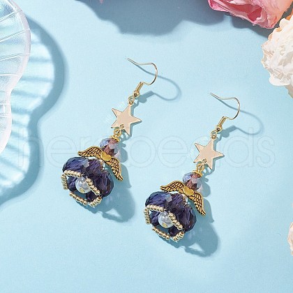 Angel Star Handmade Glass Seed Beads & Glass Dangle Earrings for Women EJEW-MZ00393-06-1
