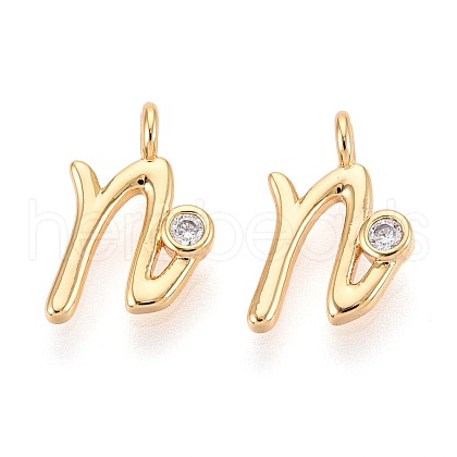 Brass Micro Pave Cubic Zirconia Charms KK-N263-97G-N-1