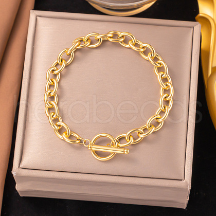 304 Stainless Steel Chain Bracelets for Women BJEW-Z106-03G-1