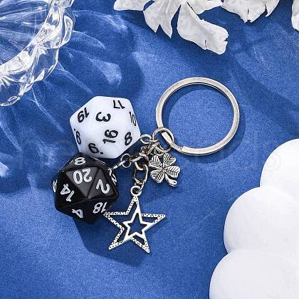 Dice Opaque Acrylic Pendant Keychain KEYC-JKC01198-03-1