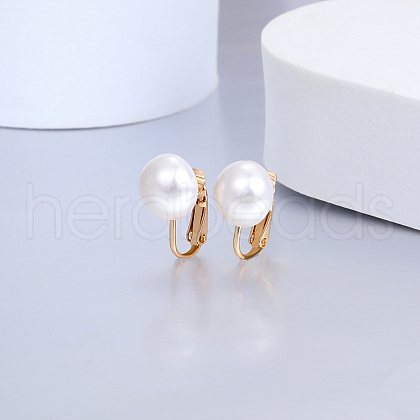 Elegant Copper Half Circle Pearl Clip-on Earrings for Women. WZ3764-1