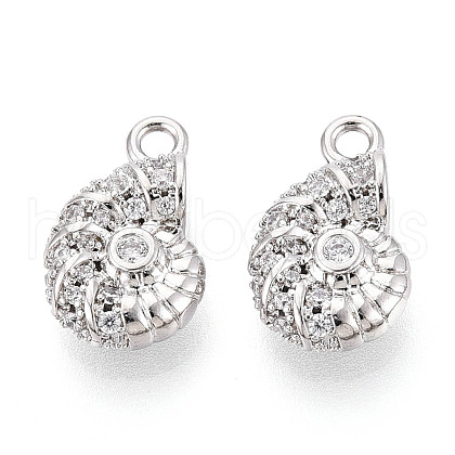 Brass Micro Pave Clear Cubic Zirconia Charms KK-N267-22P-1