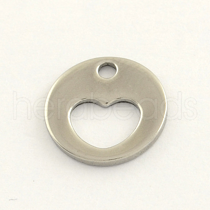 Tarnish Resistant 304 Stainless Steel Flat Round Charms STAS-R063-04-1