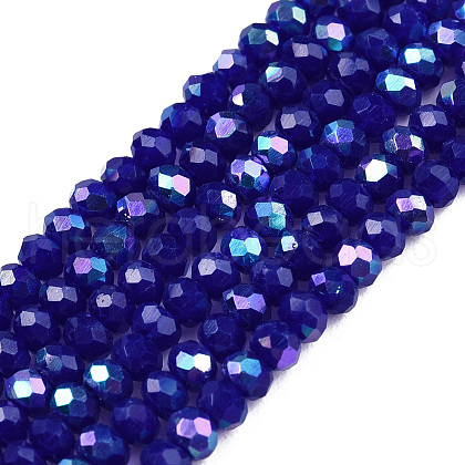Electroplate Opaque Solid Color Glass Beads Strands EGLA-A044-P1mm-L07-1