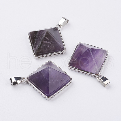 Natural Amethyst Pendants G-E442-02F-1