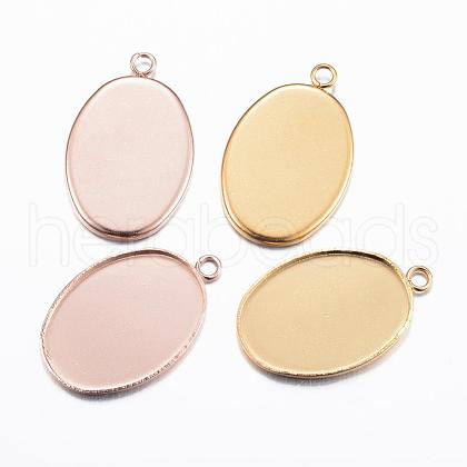304 Stainless Steel Pendant Cabochon Settings STAS-H378-06-1