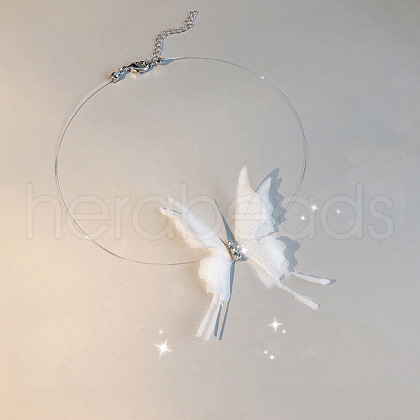 Butterfly Gauze Crystal Rhinestone Choker Necklaces FS-WG41A31-01-1