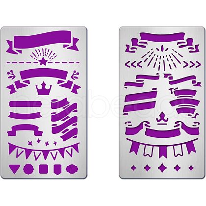 Fingerinspire 2Pcs 2 Style 304 Stainless Steel Cutting Dies Stencils DIY-FG0001-98-1