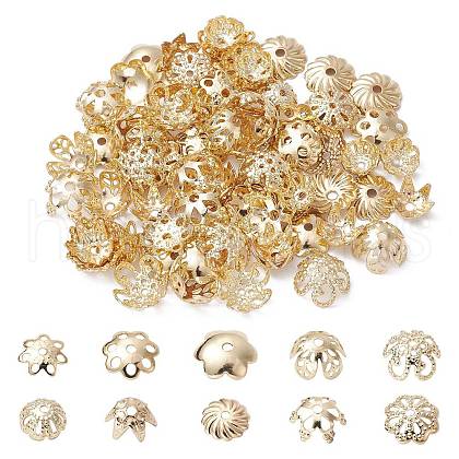 100Pcs 10 Styles Alloy Bead Caps PALLOY-CJ0002-77-1