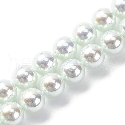 UV Plating Pearlized Glass Pearl Beads Strands GLAA-F128-01A-T13-1
