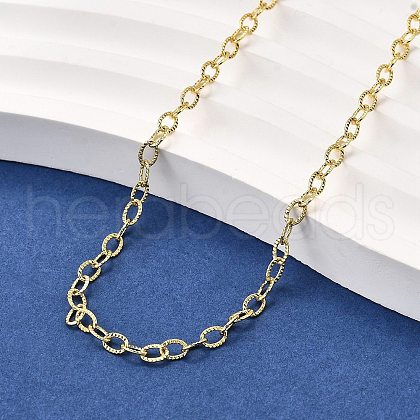 Brass Textured Cable Chain Necklaces NJEW-M108-34G-1