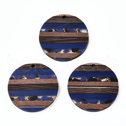 Transparent Resin & Walnut Wood Pendants RESI-N039-03A-1