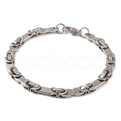 Tarnish Resistant 201 Stainless Steel Byzantine Chain Bracelets BJEW-B078-88P-1
