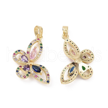Brass Micro Pave Colorful Cubic Zirconia Pendants KK-E068-VC408-1