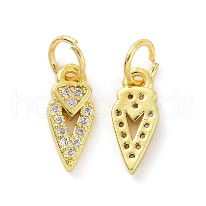 Brass Micro Pave Clear Cubic Zirconia Pointed Charms KK-E068-VF075-1