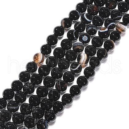 Natural Black Agate Beads Strands G-G391-8mm-01-1