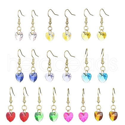 10 Pair 10 Color Glass Heart Dangle Earrings EJEW-JE05354-1