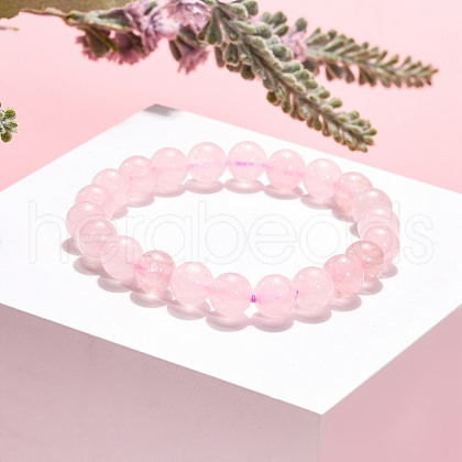 Natural Rose Quartz Beaded Stretch Bracelets B072-1-1