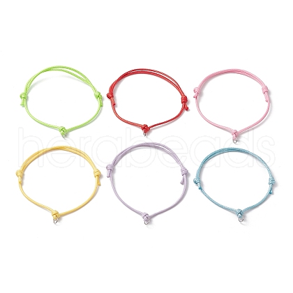 6Pcs 6 Colors Adjustable Waxed Polyester Cord Bracelet Making AJEW-JB01318-02-1