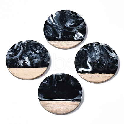 Opaque Resin & Walnut Wood Pendants X-RESI-T035-25-B02-1