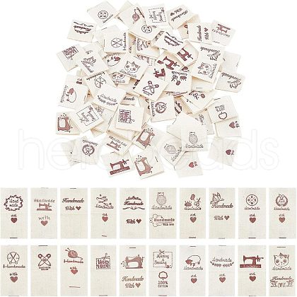  200Pcs 20 Patterns Cotton Sewing Labels FIND-NB0001-44-1