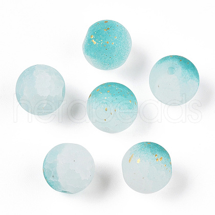 Frosted Baking Painted Crackle Glass Beads with Glitter Powder X1-DGLA-T004-01G-1
