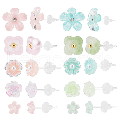   12 Pairs 12 Styles Resin Stud Earrings EJEW-PH0001-31-1