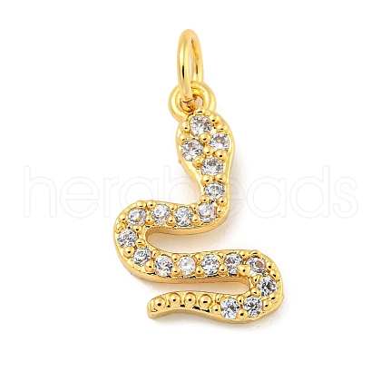 Rack Plating Brass Micro Pave Clear Cubic Zirconia Pendants KK-B093-02F-G-1