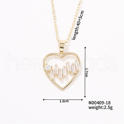 Heart Brass Micro Pave Cubic Zirconia Pendant Necklace for Couple CS3079-1